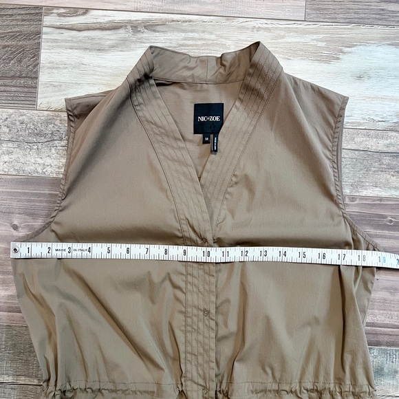 NIC+ZOE Womens Snap Button Up Vest Medium Adjustable Waist Army Green Stretch - Picture 14 of 16